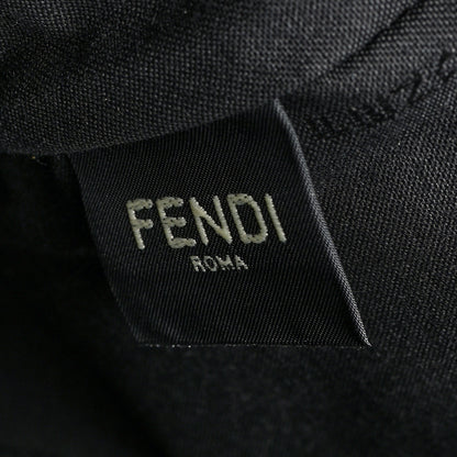 Fendi Glazed Fabric Vitello Century FF 1974 Stamp Patch Large Flat Pouch Mogano Panna Black 6 of 6