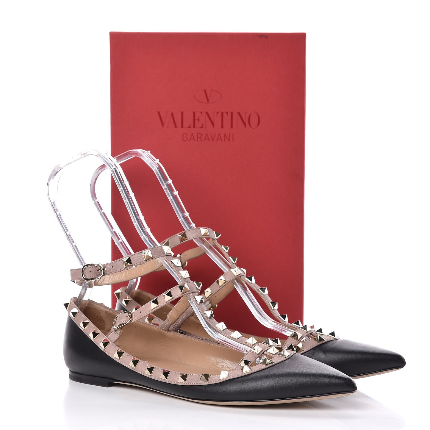 Nappa Rockstud Cage Ballerina Flats 40.5 Black Poudre