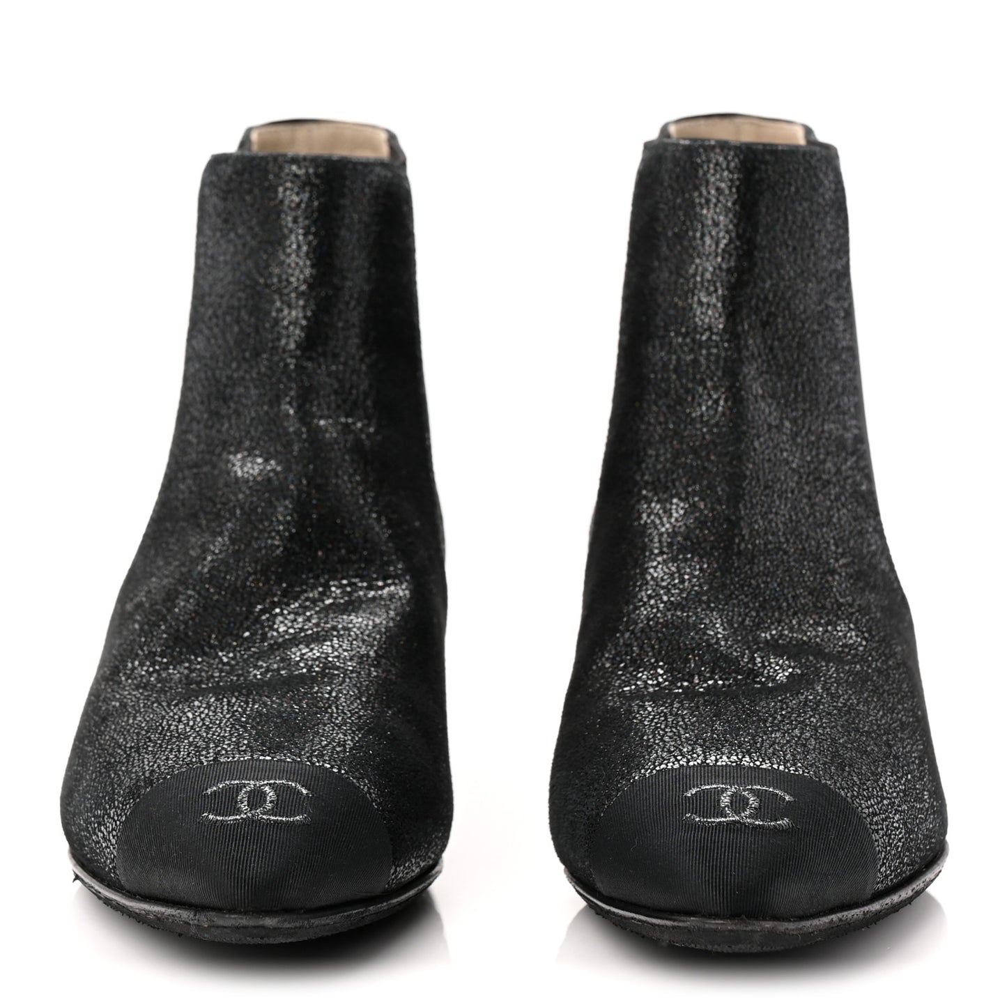Goatskin Grosgrain Cap Toe Short Boots 37 Black