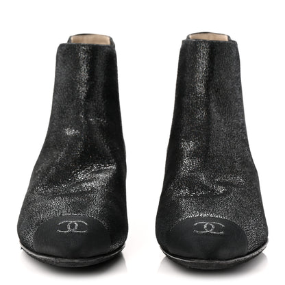 Chanel Goatskin Grosgrain Cap Toe Short Boots 37 Black 2 of 10