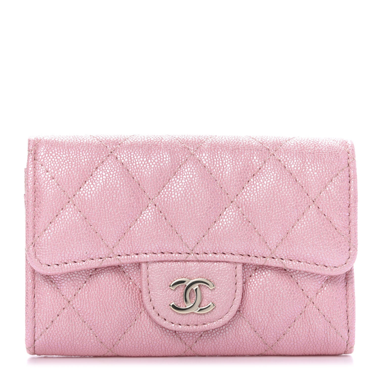 Chanel Iridescent Caviar Quilted Flap Card Holder Rose Pink 1 of 13