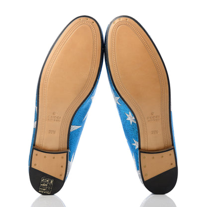Gucci Lurex Calfskin Starry Sky Womens Jordaan Loafers 39.5 Bluette Silver 6 of 10