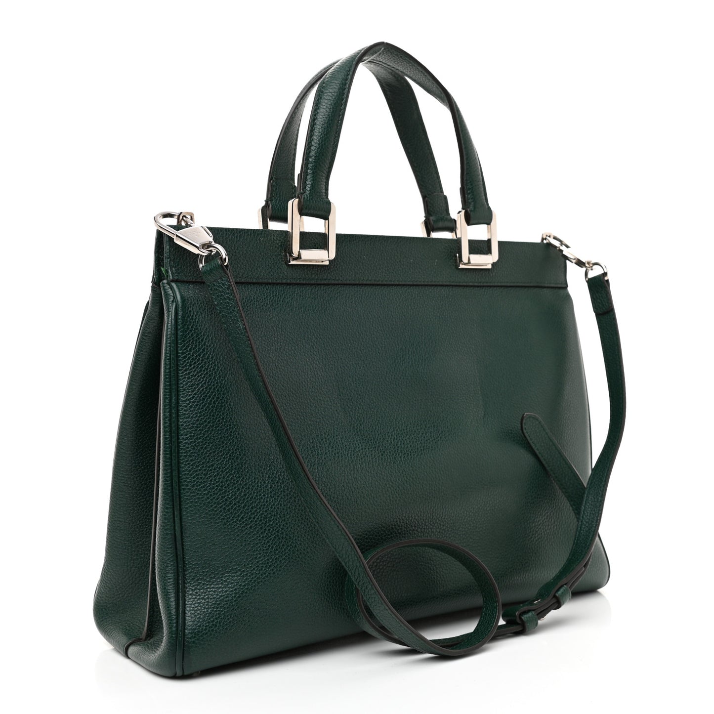 Grainy Calfskin Medium Zumi Top Handle Bag Vintage Green
