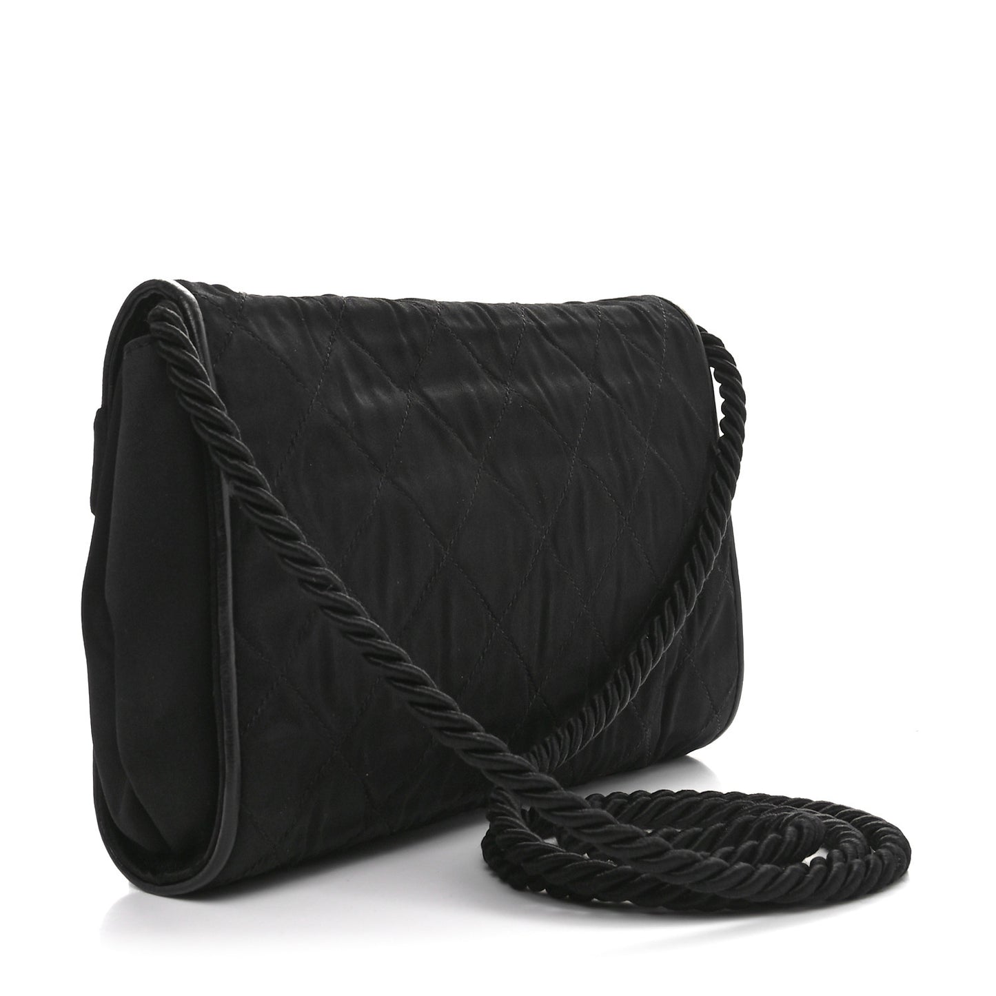Fabric Quilted Crystal Envelope Small Flap Black