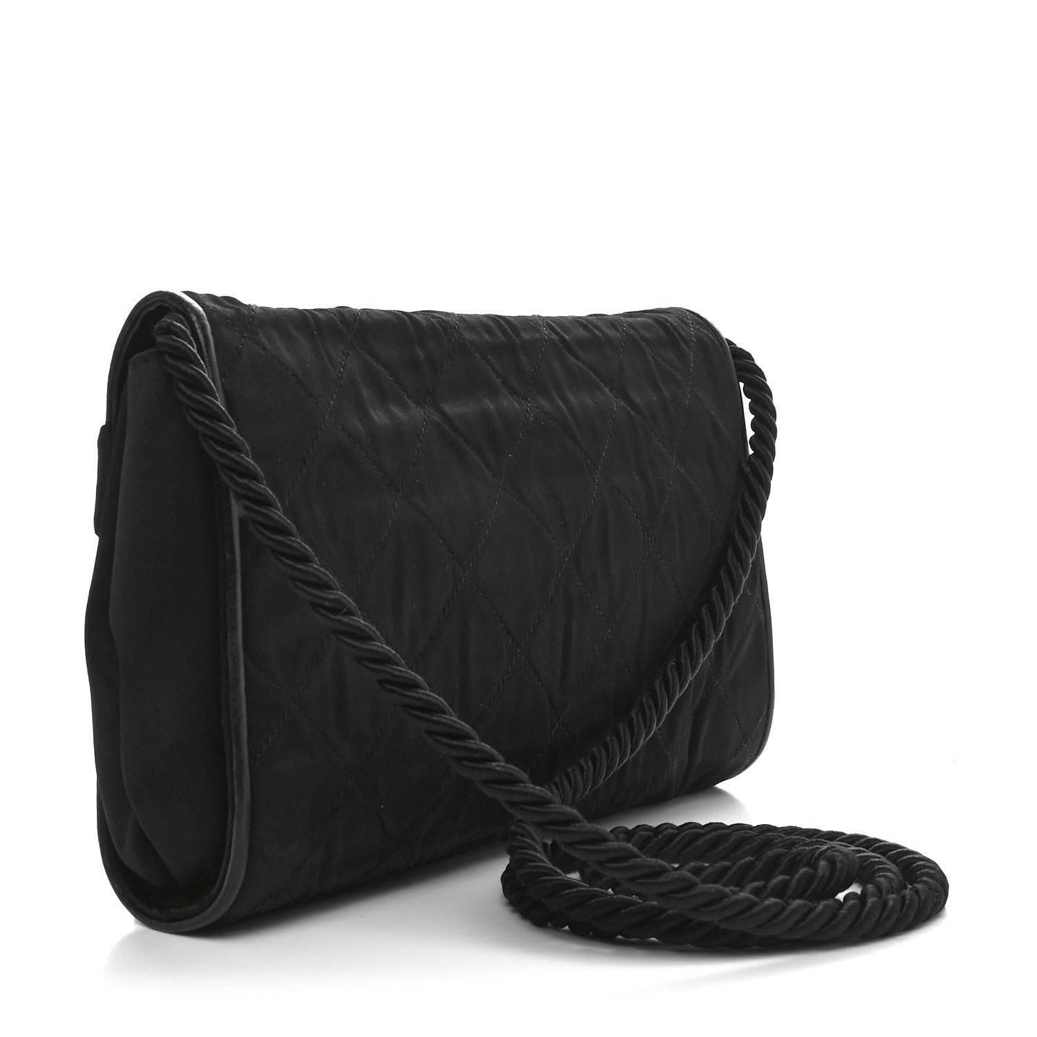 Chanel Fabric Quilted Crystal Envelope Small Flap Black 2 of 10