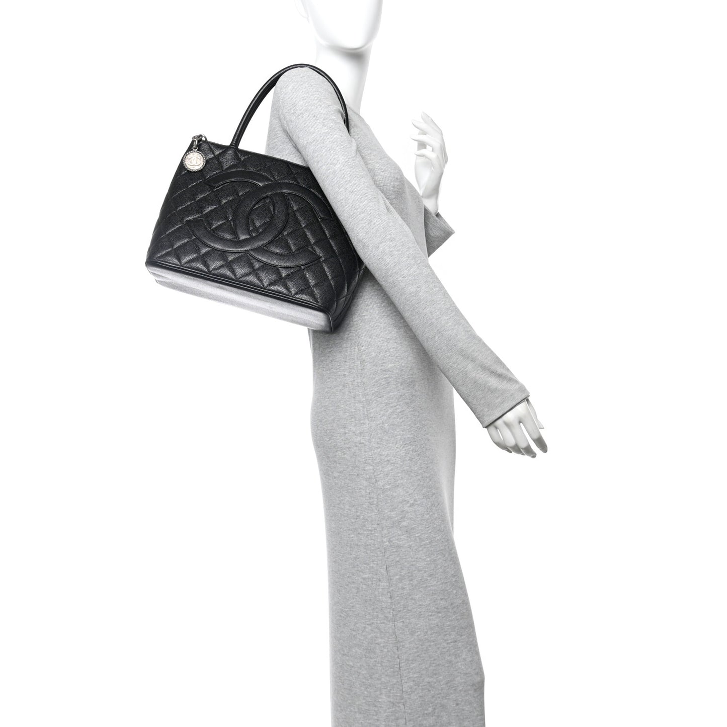 Caviar Quilted Medallion Tote Black