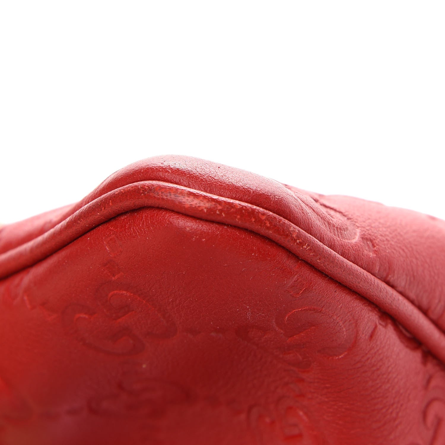 Gucci Guccissima Medium Flat Messenger Bag Red 6 of 10