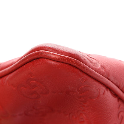Gucci Guccissima Medium Flat Messenger Bag Red 6 of 10