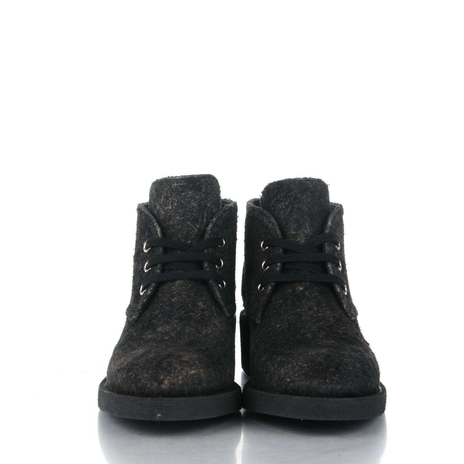 Chanel Suede Calfskin Lace Up Short Boots 35 Dark Grey 2 of 8