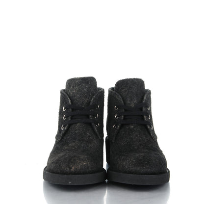 Chanel Suede Calfskin Lace Up Short Boots 35 Dark Grey 2 of 8