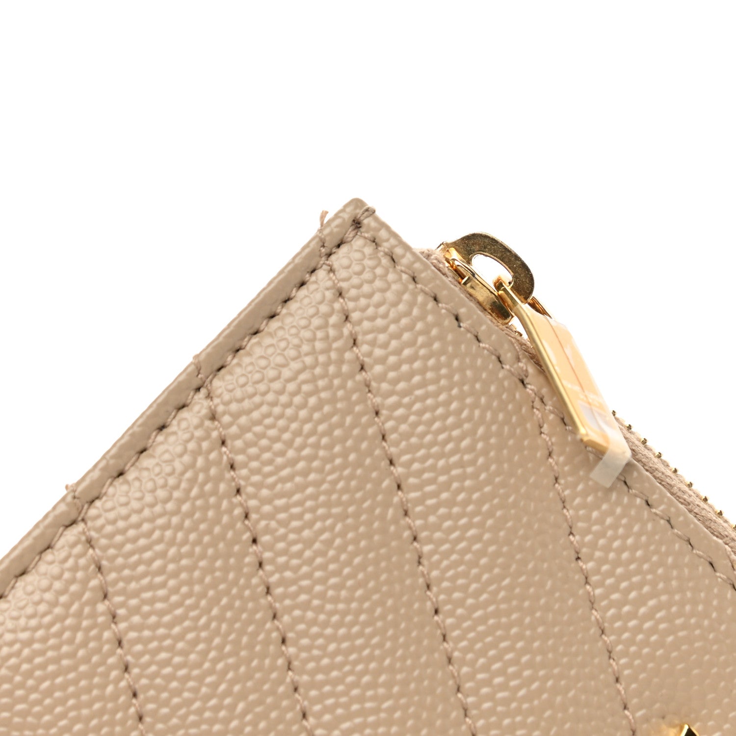 Saint Laurent Monogram Grain de Poudre 5 Fragments Zip Pouch Card Holder Dark Latte 9 of 9
