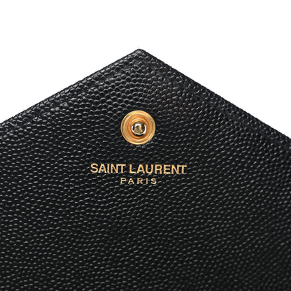 Saint Laurent Grain De Poudre Matelasse Chevron Monogram Chain Wallet Black 19 of 34