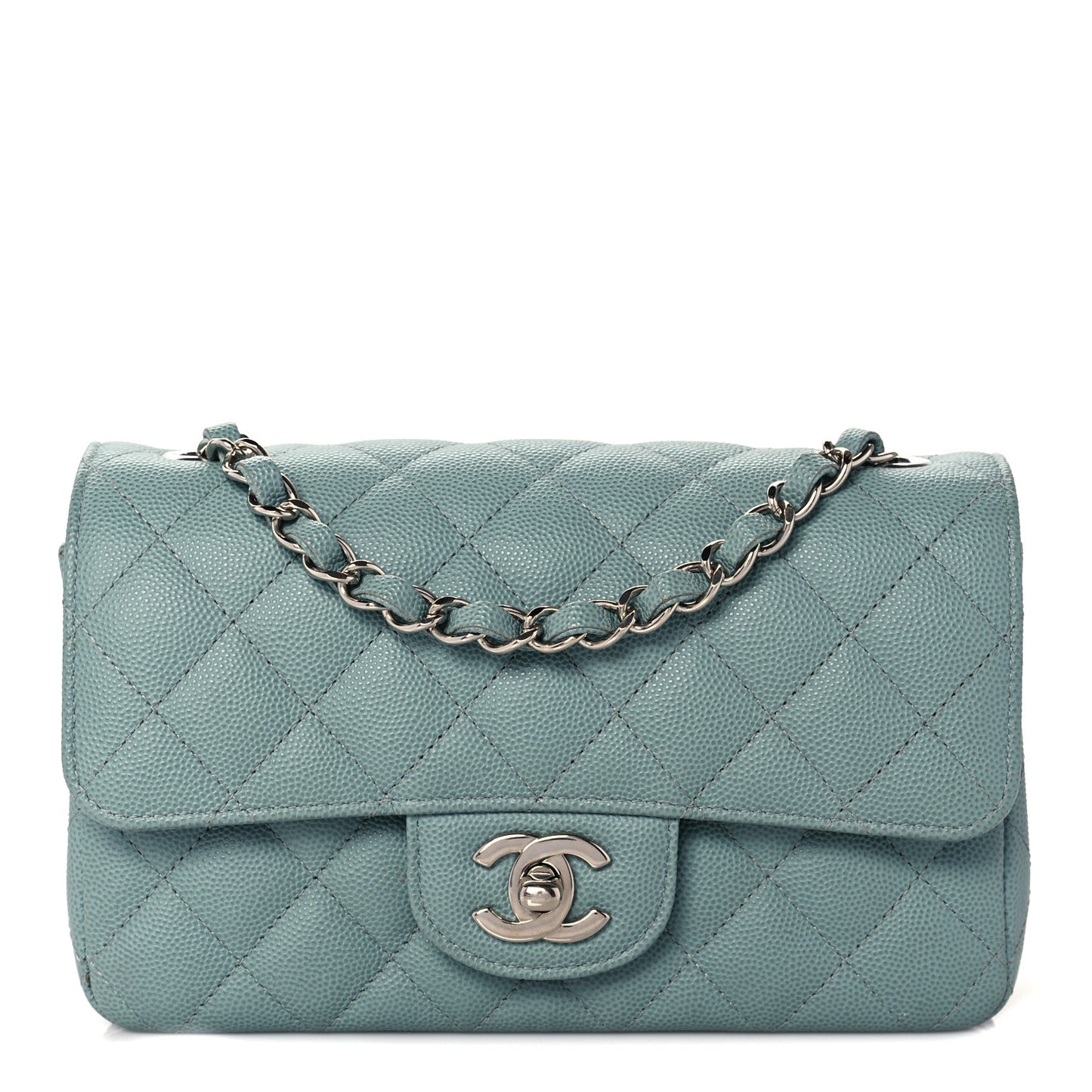 Caviar Quilted Mini Rectangular Flap Green