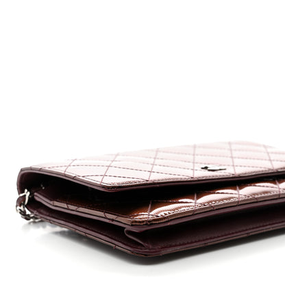 Chanel Metallic Striated Patent Quilted Wallet on Chain WOC Bronze 11 of 13