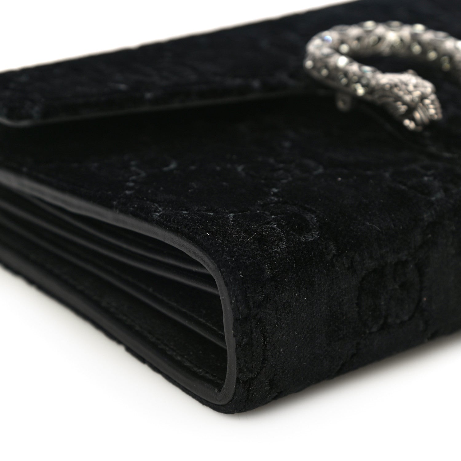 Gucci Velvet GG Monogram Mini Dionysus Chain Wallet Black 8 of 11