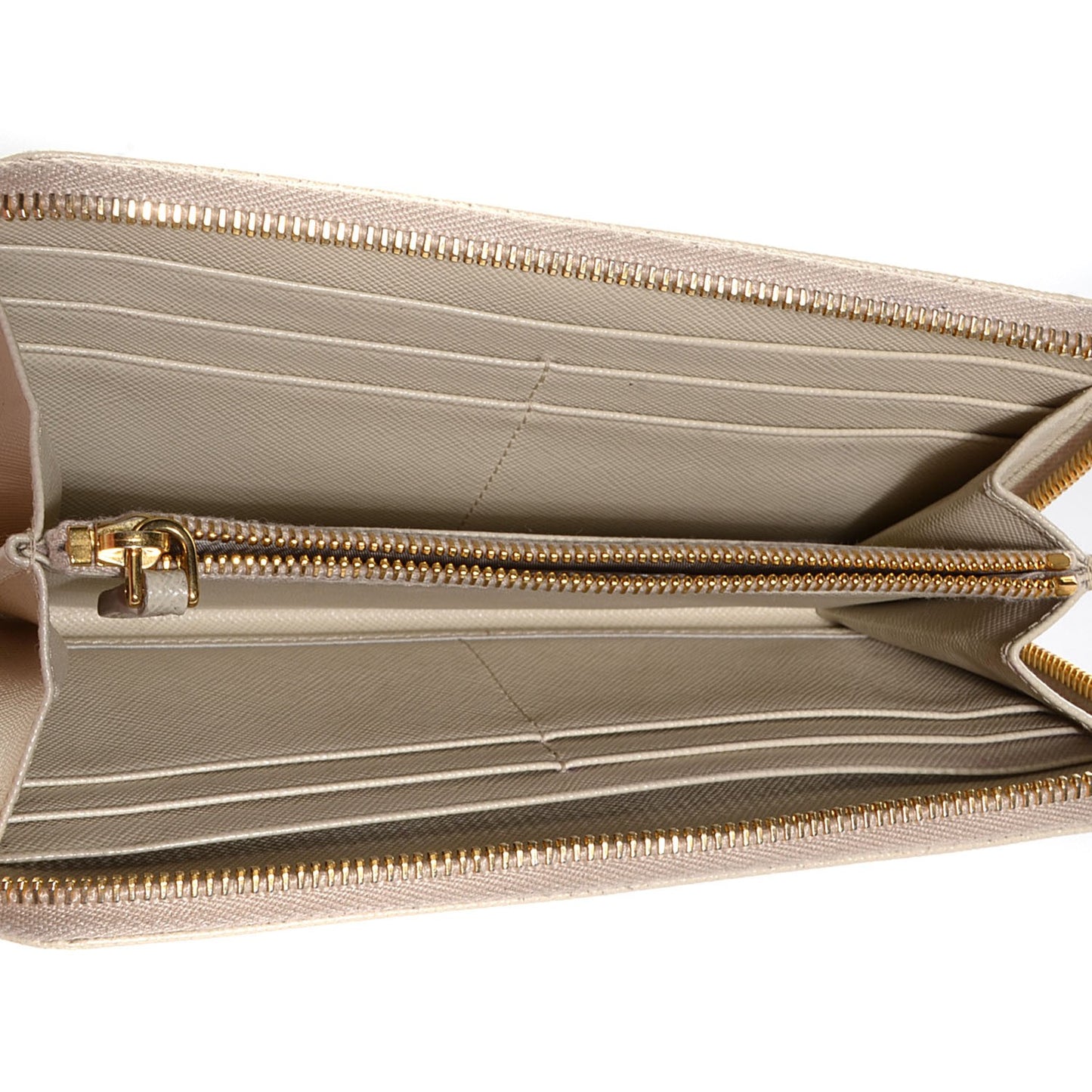 Saffiano Metal Zip Around Wallet Cera