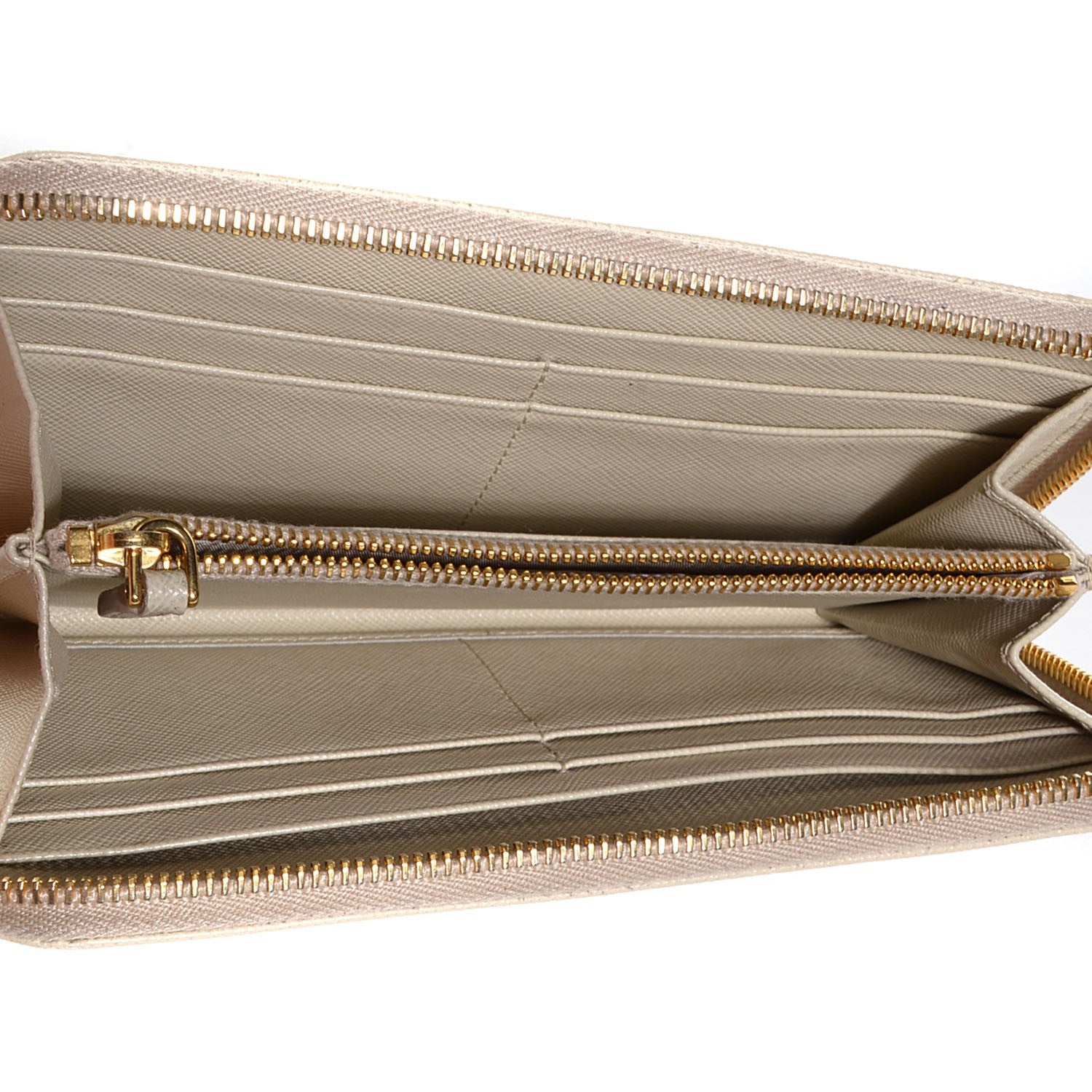 Prada Saffiano Metal Zip Around Wallet Cera 5 of 8
