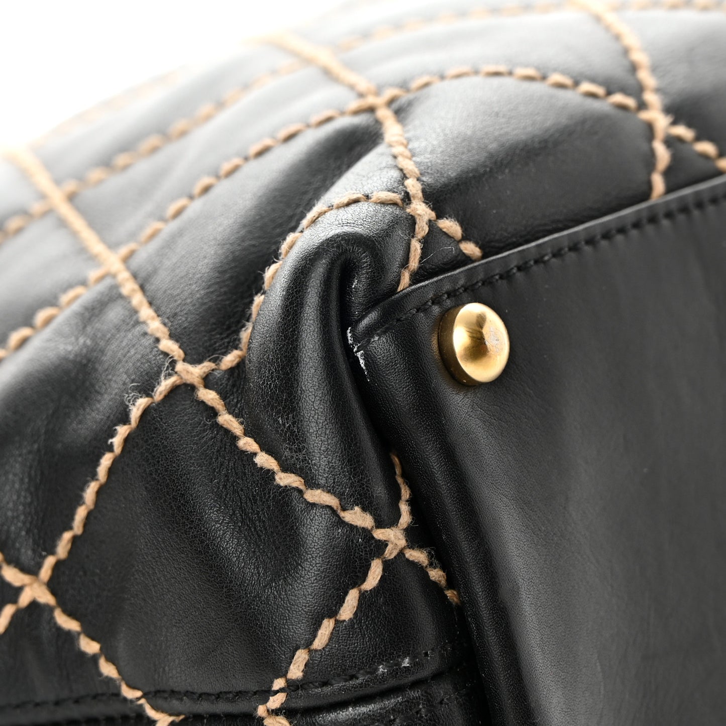 Calfskin Wild Stitch Large Tote Black