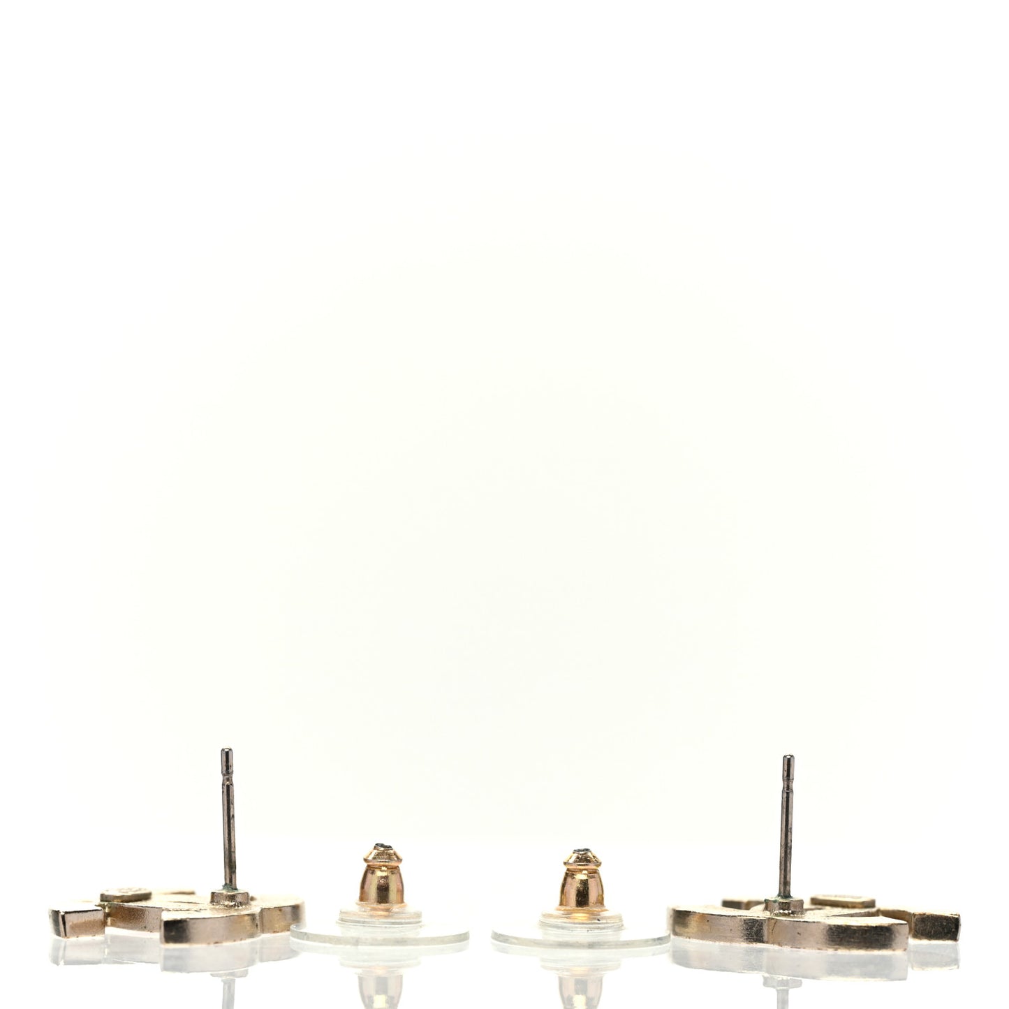 Enamel Striped CC Earrings Pink White Gold