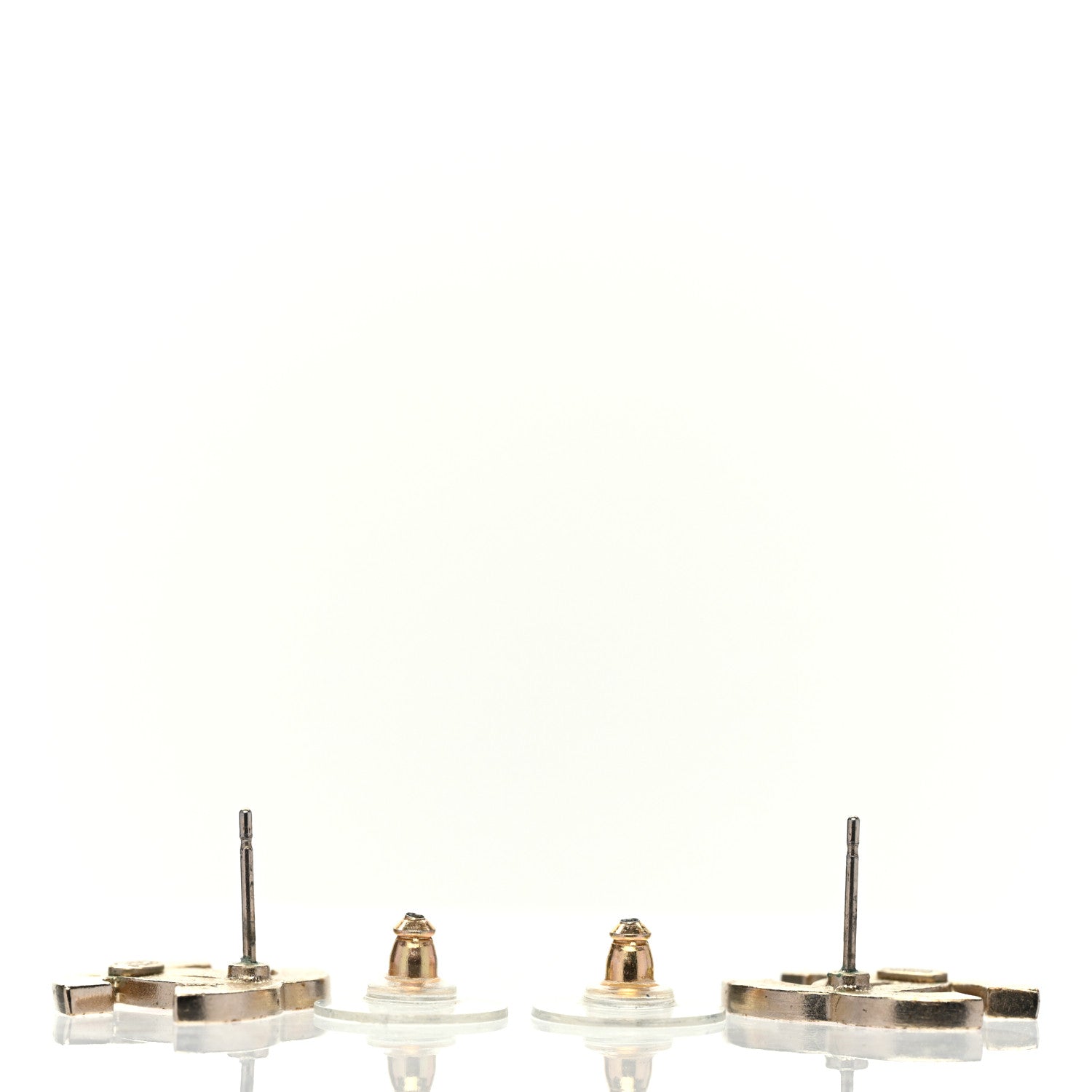 Chanel Enamel Striped CC Earrings Pink White Gold 3 of 4