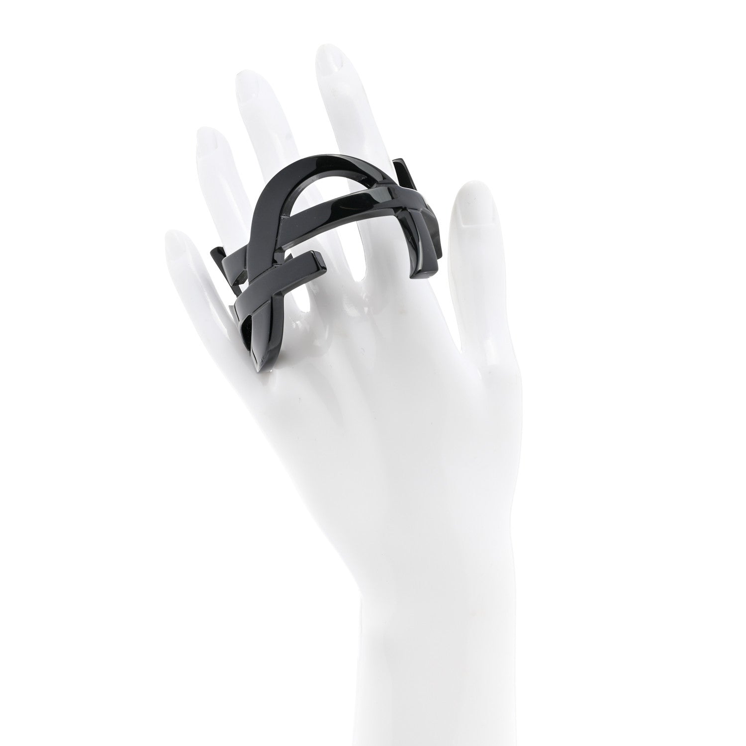 Saint Laurent Brass Monogram Medium Cuff Bracelet Black 2 of 4