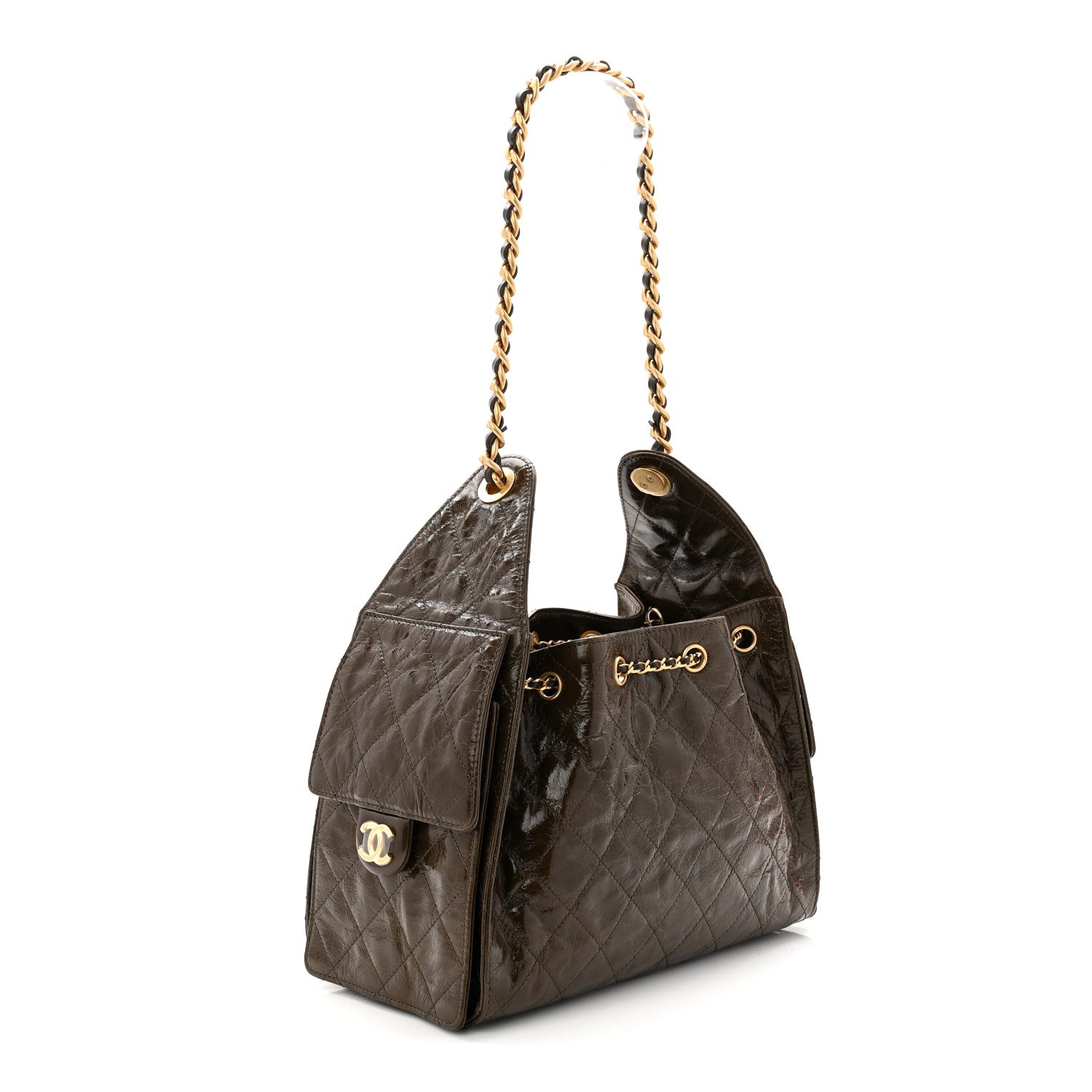 Chanel Shiny Crumpled Calfskin Quilted Small Chanel 25 Handbag