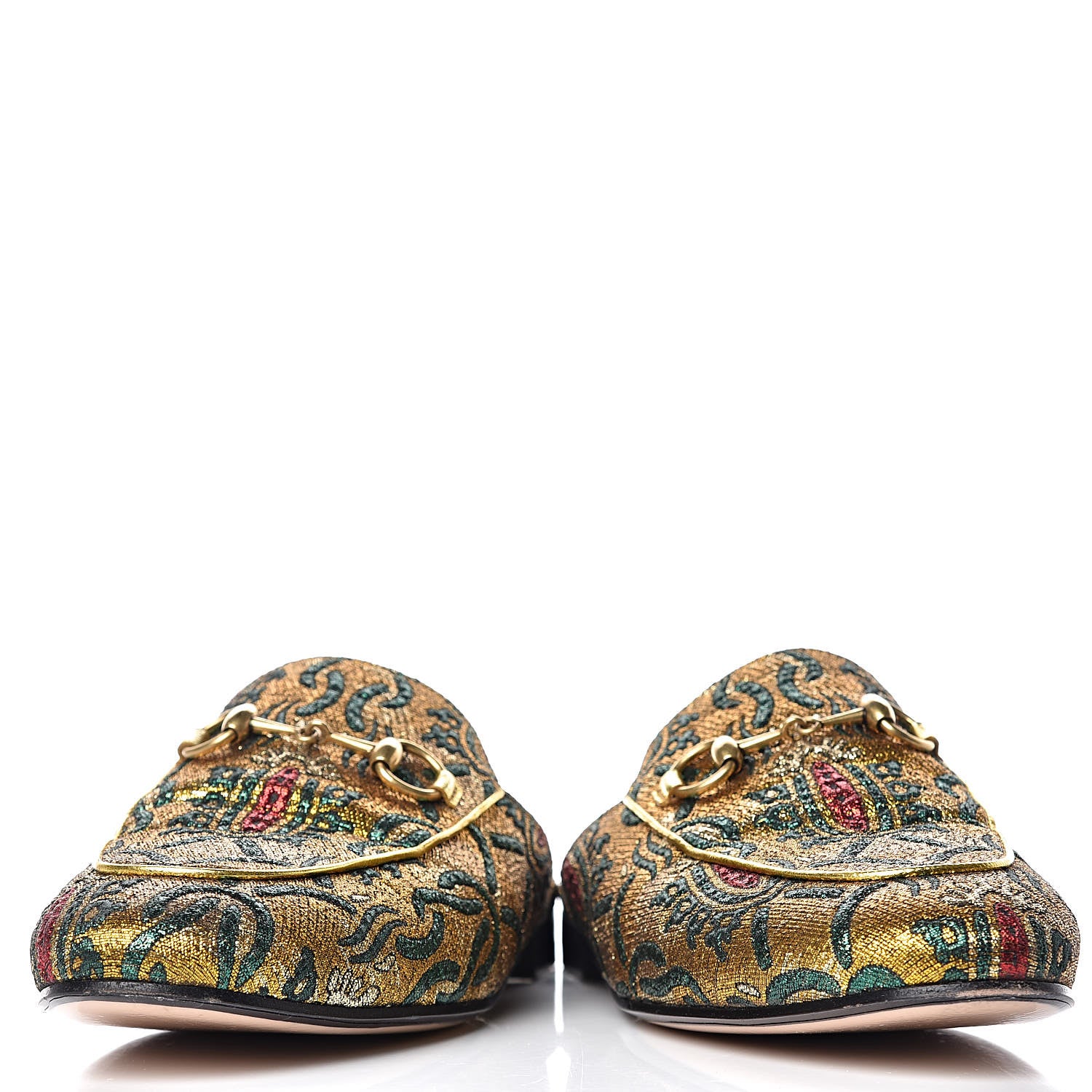 Gucci Iridescent Brocade Womens Princetown Slippers 36 Gold Multicolor 10 of 10
