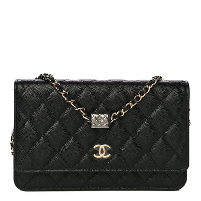 Chanel Caviar Quilted Wallet With Charms On Chain WOC Black 1 of 15