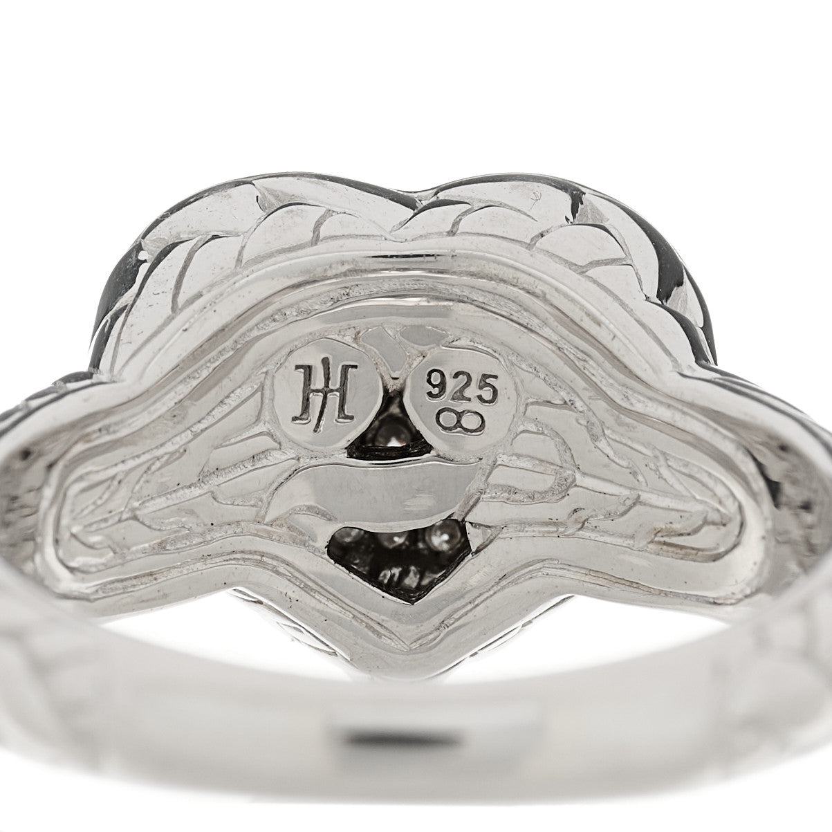 Sterling Silver Diamond Kepang Pave Heart Ring 55 7.25