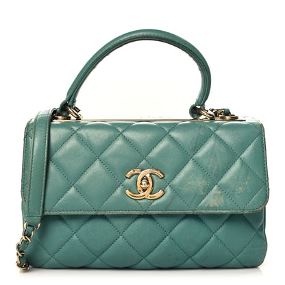 Chanel Lambskin Quilted Small Trendy CC Flap Dual Handle Bag Green 1 of 14