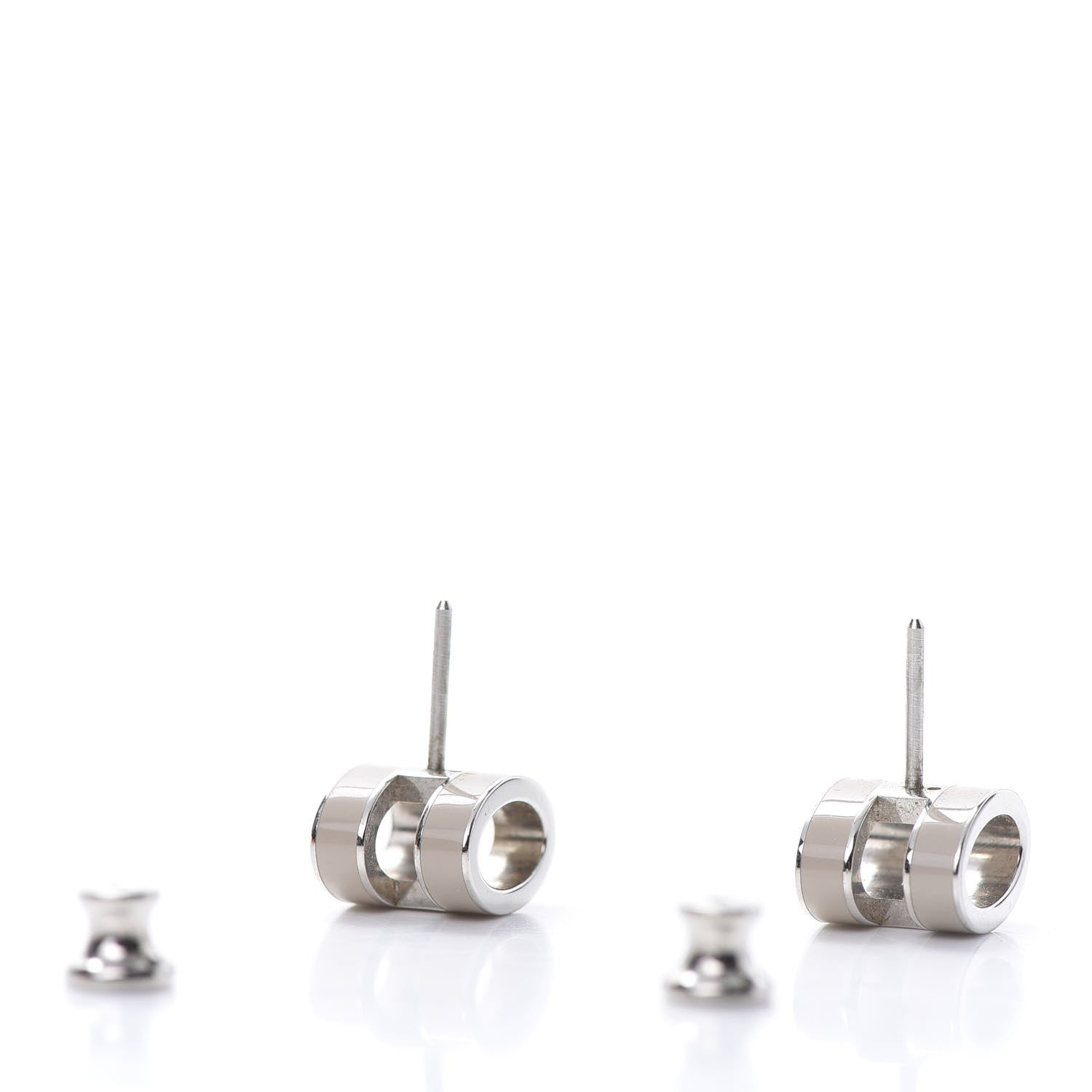 Hermes Palladium Lacquered Pop H Earrings Marron Glace 3 of 7