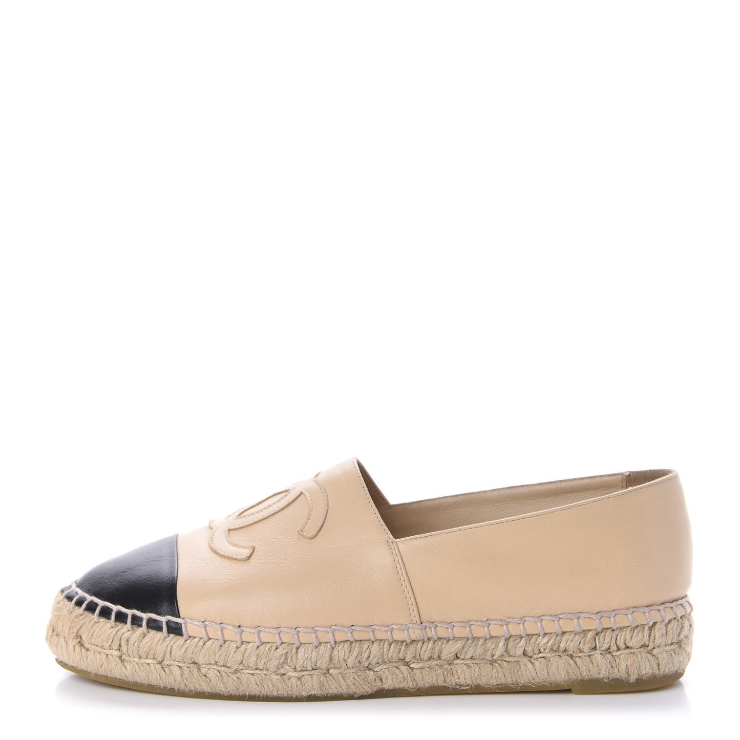 Lambskin CC Espadrilles 37 Beige Black