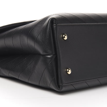 Chanel Grained Calfskin Chevron Stitched Medium Chic Top Handle Flap Black 8 of 11