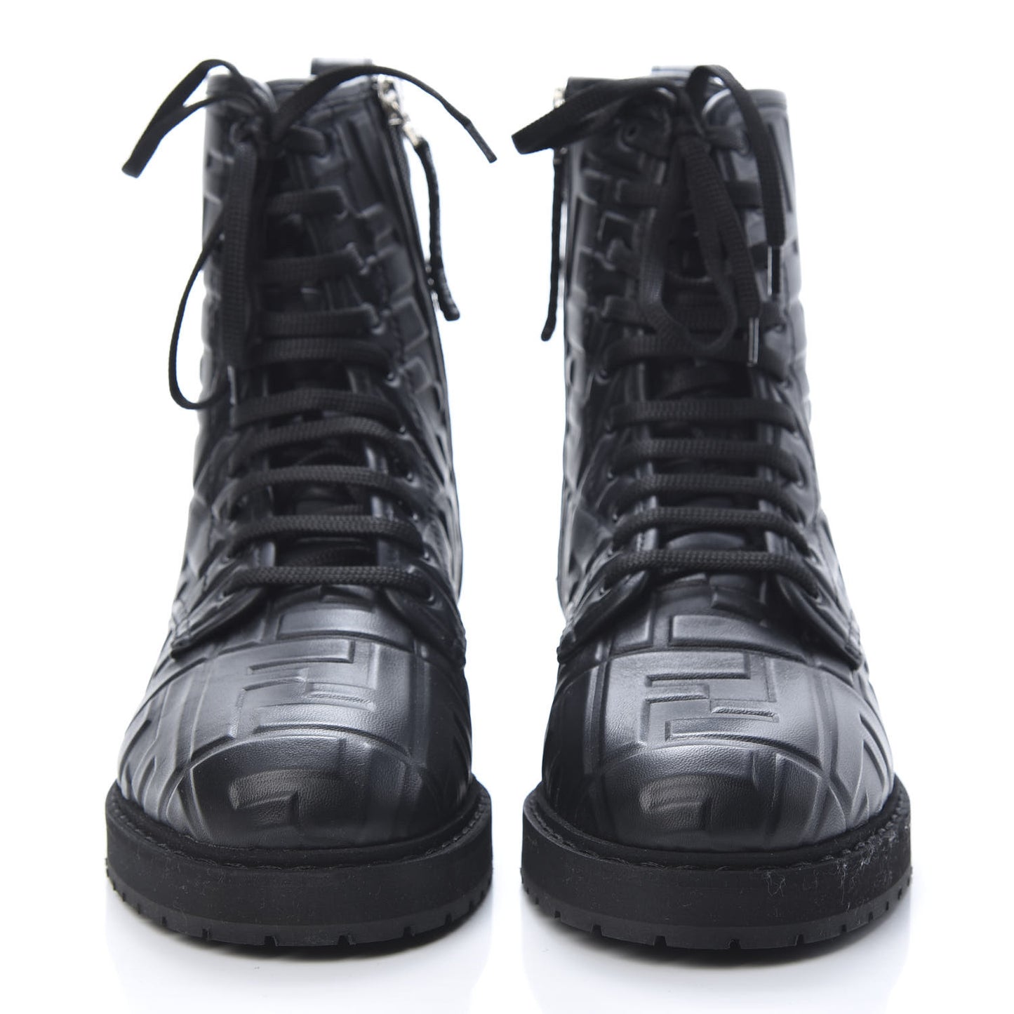 Nappa FF Embossed Womens Biker Boots 38 Black