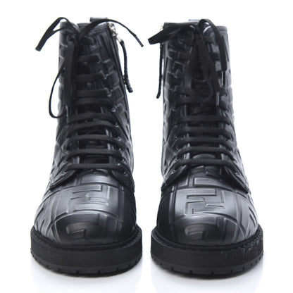Fendi Nappa FF Embossed Womens Biker Boots 38 Black 2 of 8