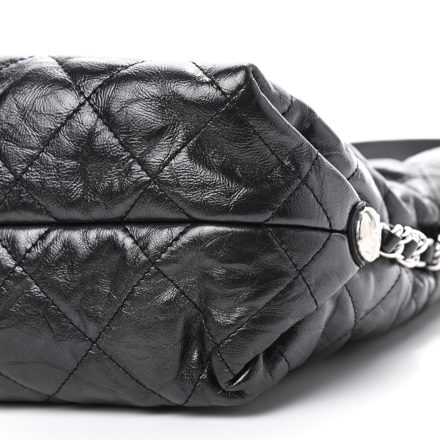Chanel Metallic Crackled Calfskin Quilted Medium Big Bang Hobo Black 6 of 8