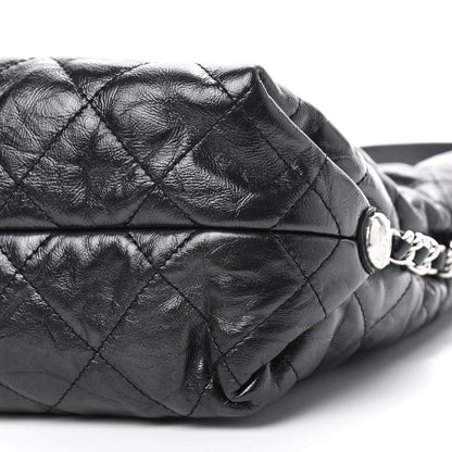 Chanel Metallic Crackled Calfskin Quilted Medium Big Bang Hobo Black 6 of 8