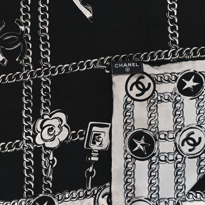 Chanel Silk CC Square Scarf Black White 2 of 3