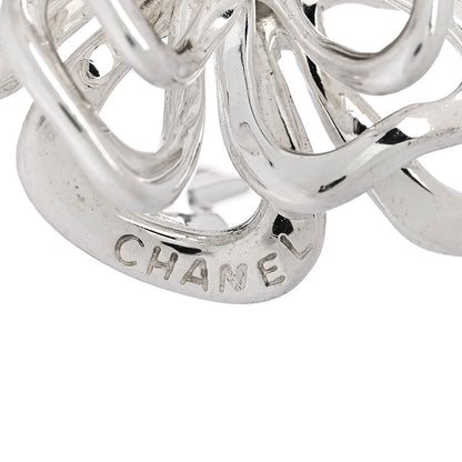 Chanel Sterling Silver Camellia Clip On Earrings 5 of 5