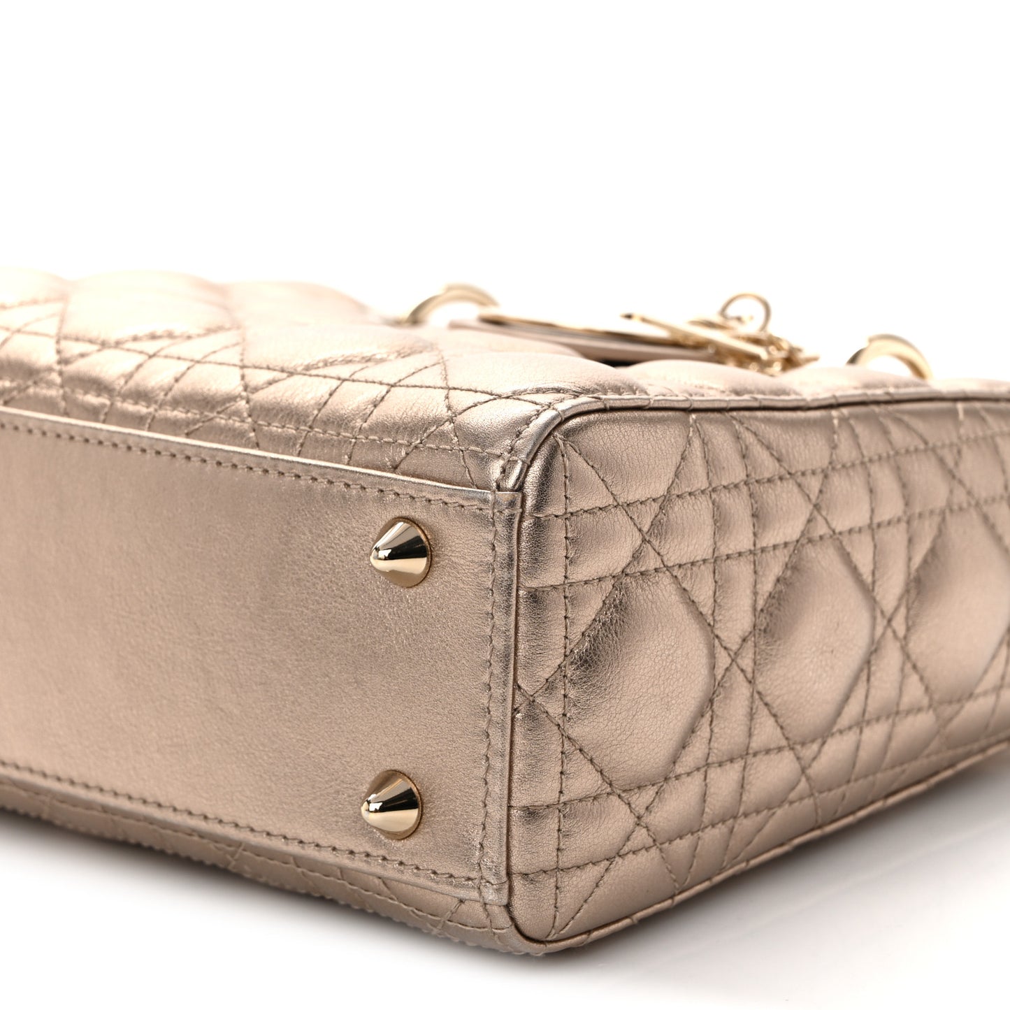 Metallic Lambskin Cannage Small My ABCDior Lady Dior Gold