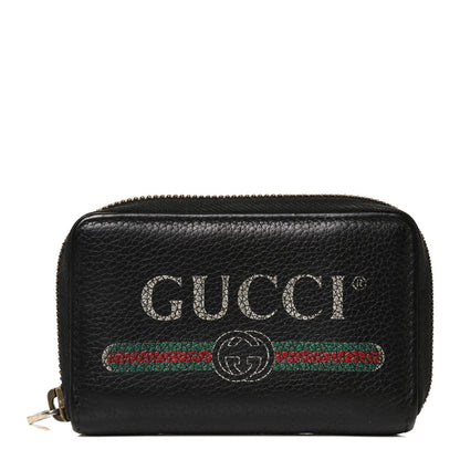 Gucci Calfskin Logo Zip Around Card Case Black 1 of 10