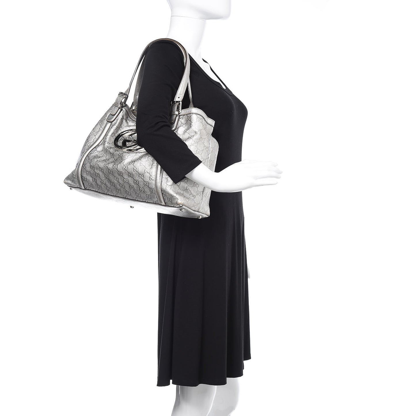 Guccissima Medium Britt Tote Silver