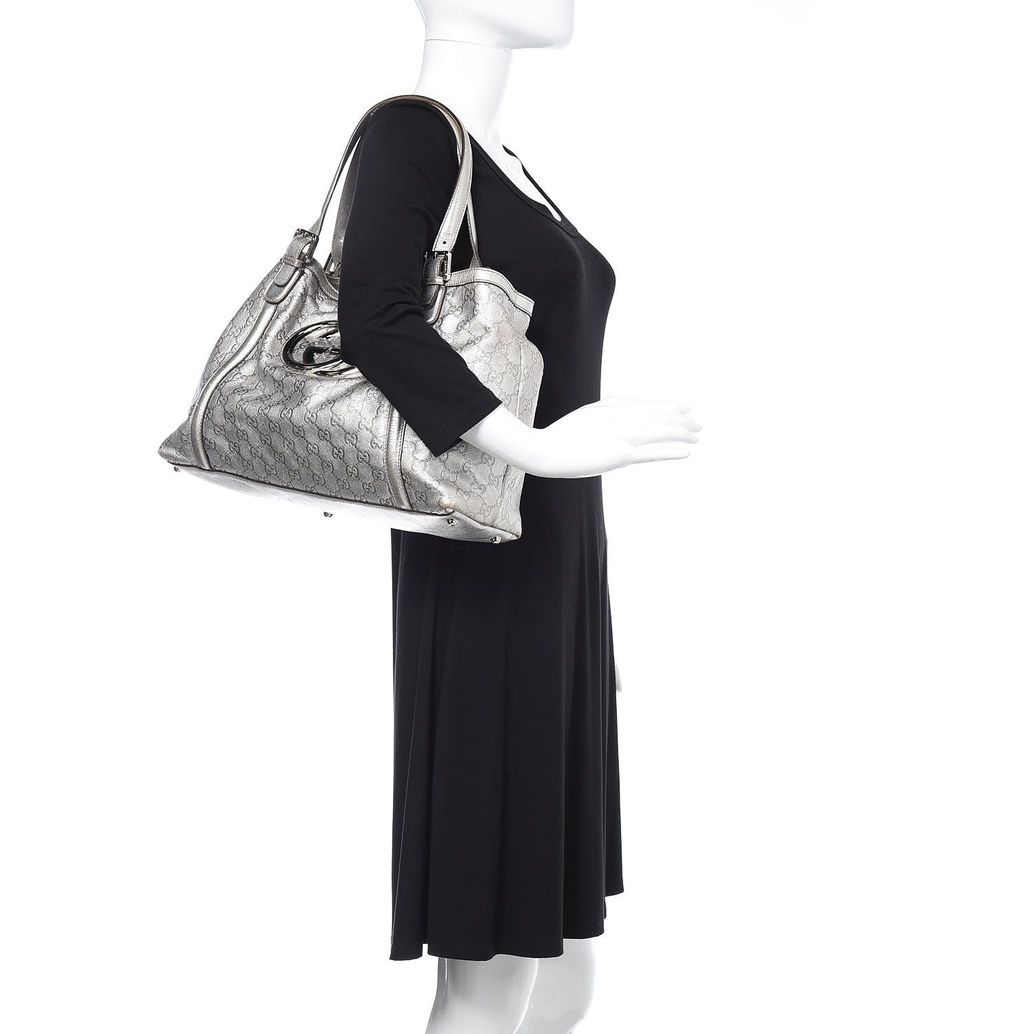 Gucci Guccissima Medium Britt Tote Silver 2 of 16