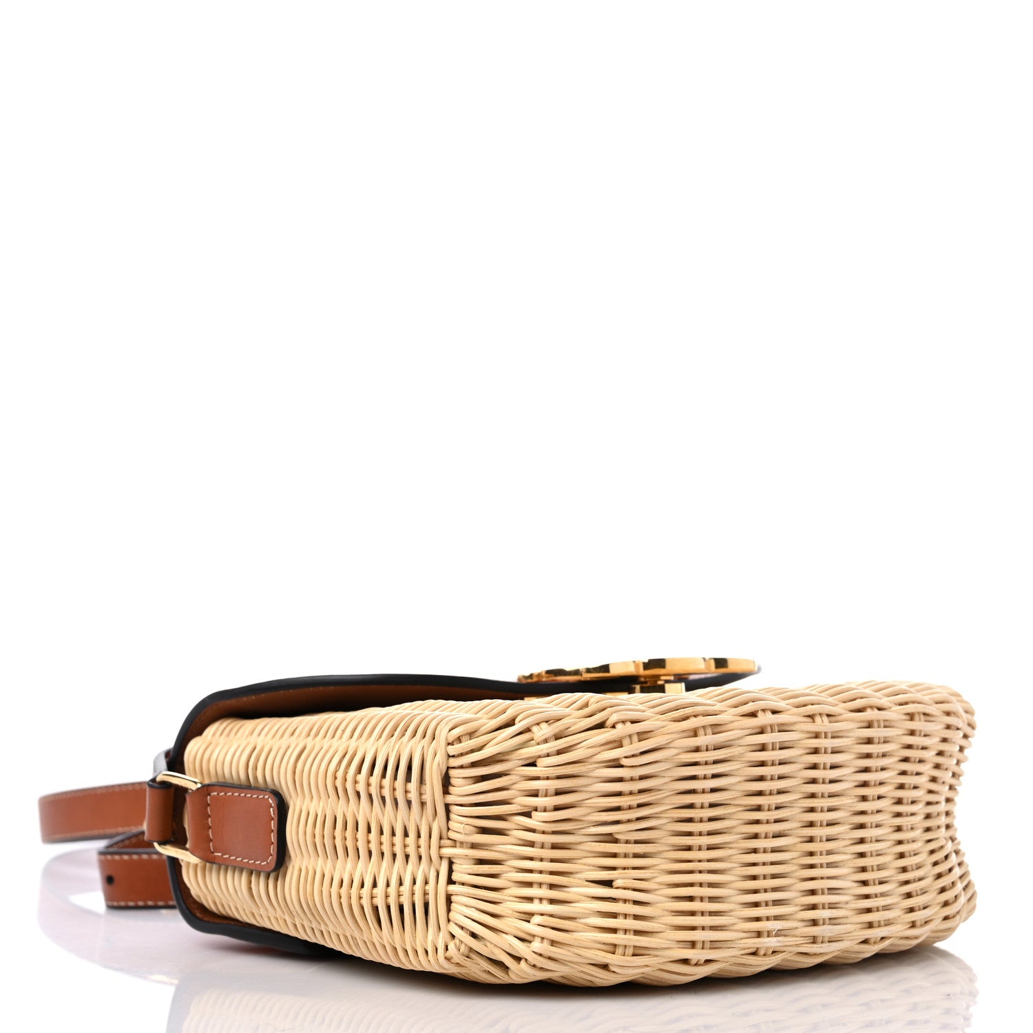 Celine Raffia Calfskin Triomphe Besace Natural Tan 4 of 12