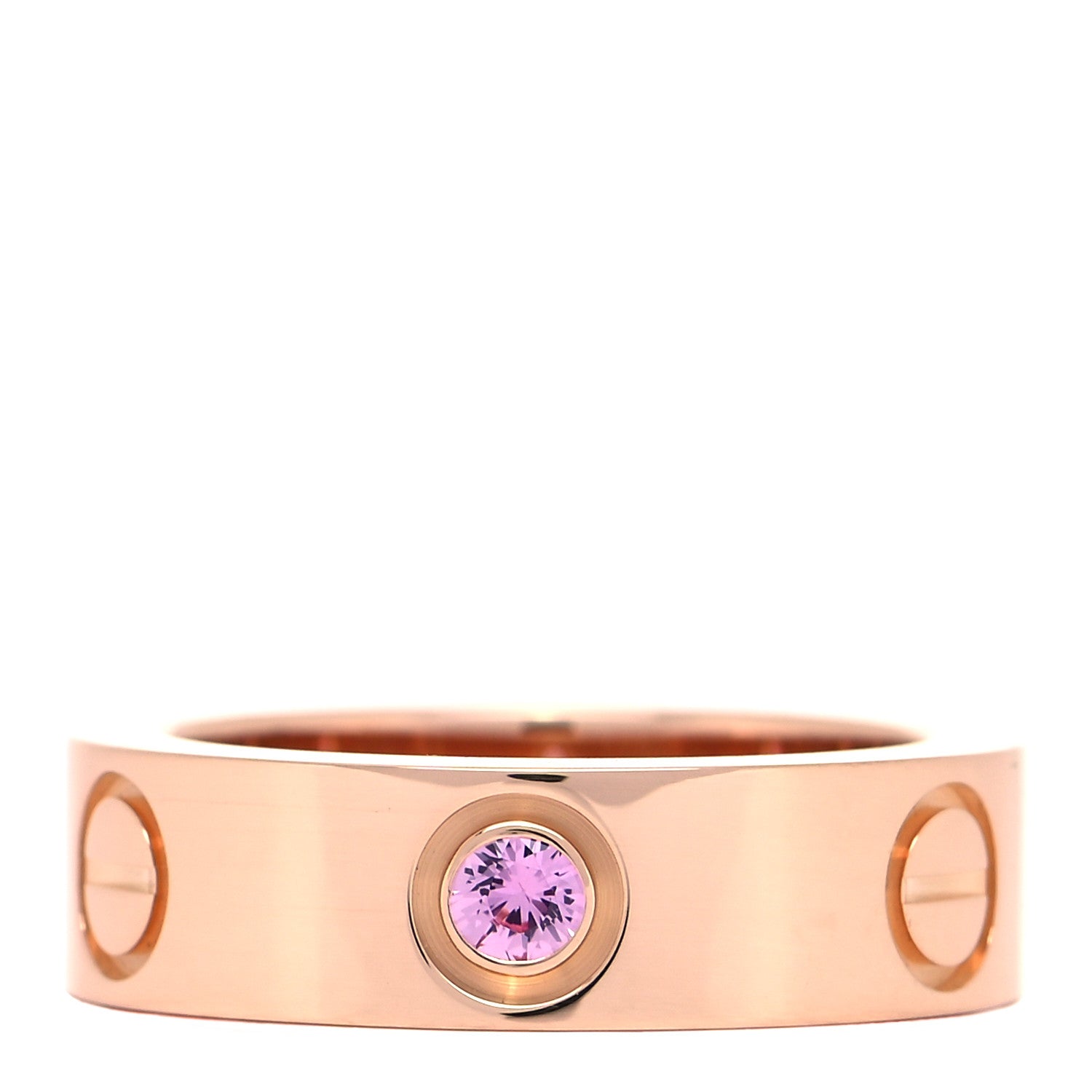 Cartier 18K Pink Gold Pink Sapphire 5.5mm LOVE Ring 48 4.5 1 of 8