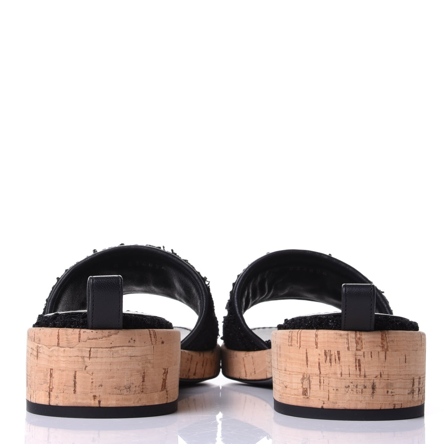 Chanel Tweed Cork CC Chain Mule Sandal 39 Black 6 of 11
