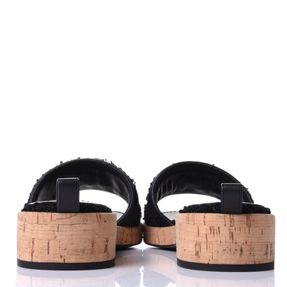Chanel Tweed Cork CC Chain Mule Sandal 39 Black 6 of 11