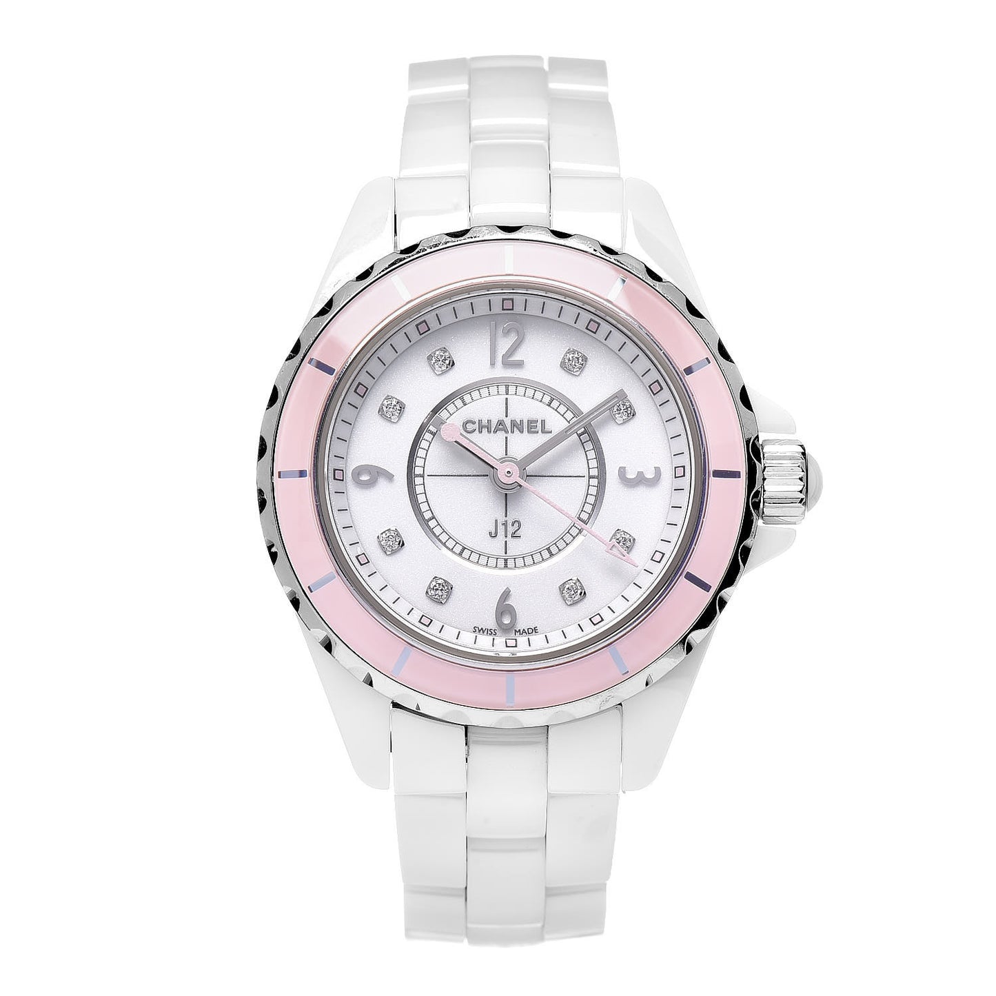 Stainless Steel Ceramic Diamond 29mm J12 Quartz Watch Pink
