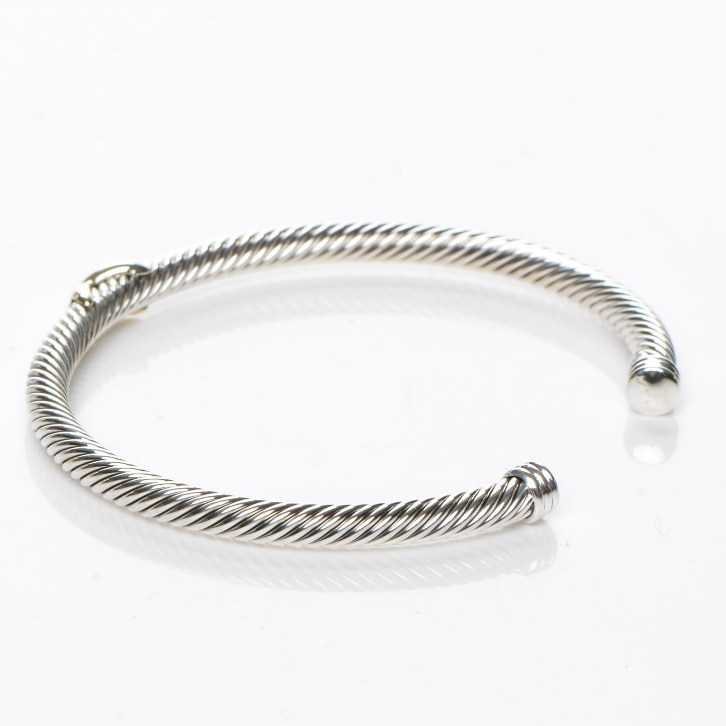 Sterling Silver 18K Yellow Gold 4mm X Station Cable Bracelet