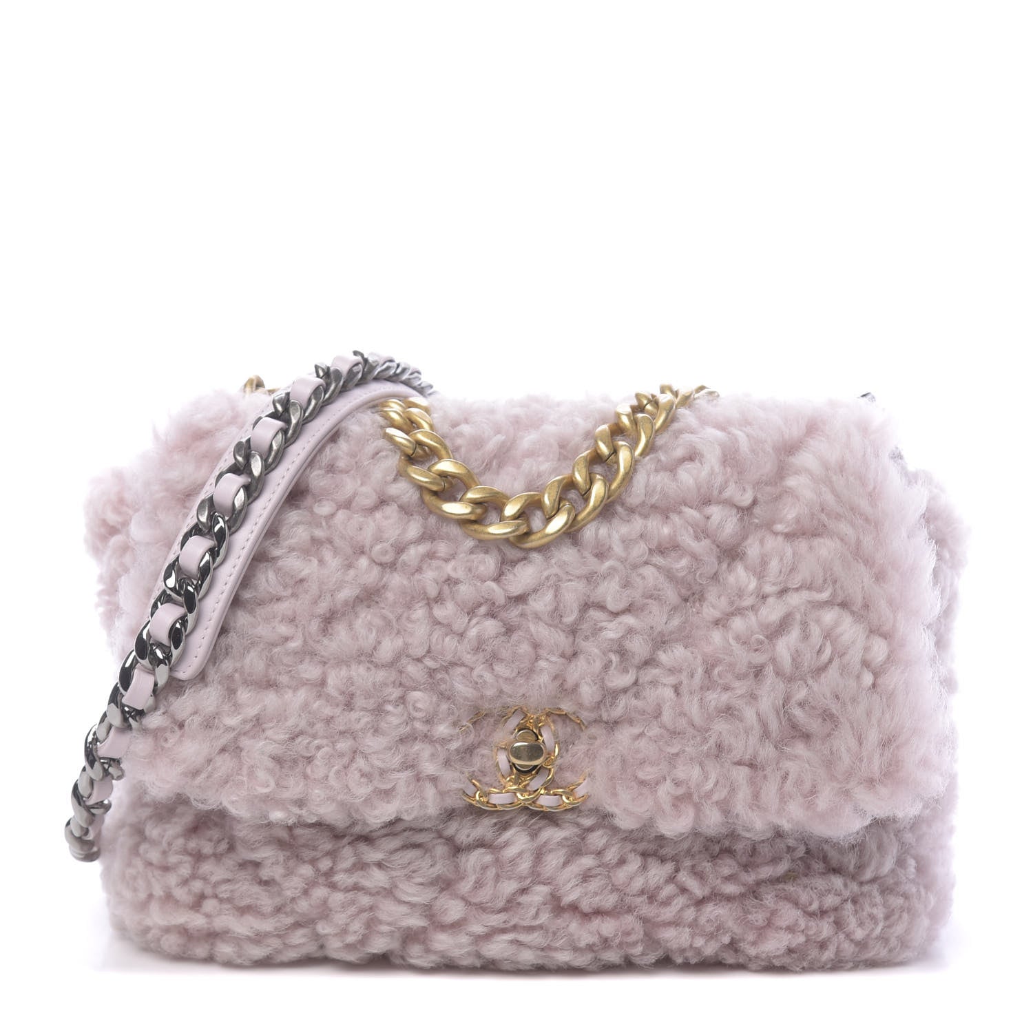 Chanel Shearling Sheepskin Medium 19 Flap Light Pink 1 of 11
